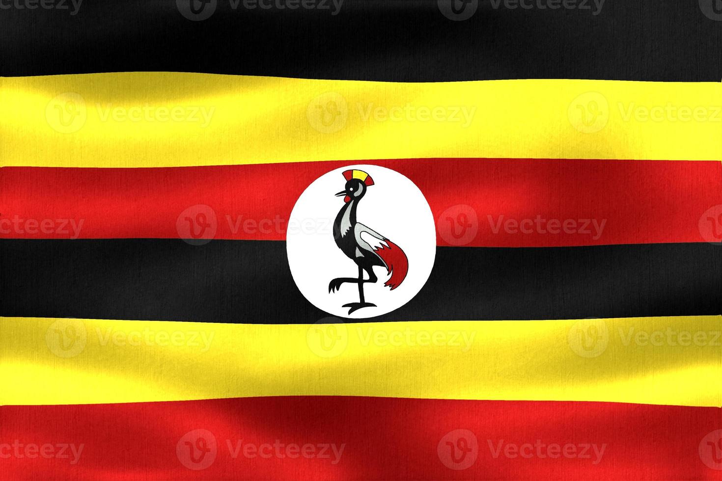 3d-illustration einer uganda-flagge - realistische wehende stoffflagge foto