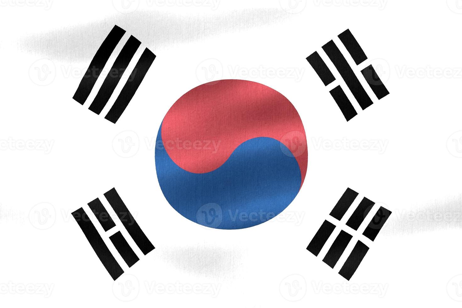 3D-Darstellung einer Südkorea-Flagge - realistische wehende Stoffflagge foto