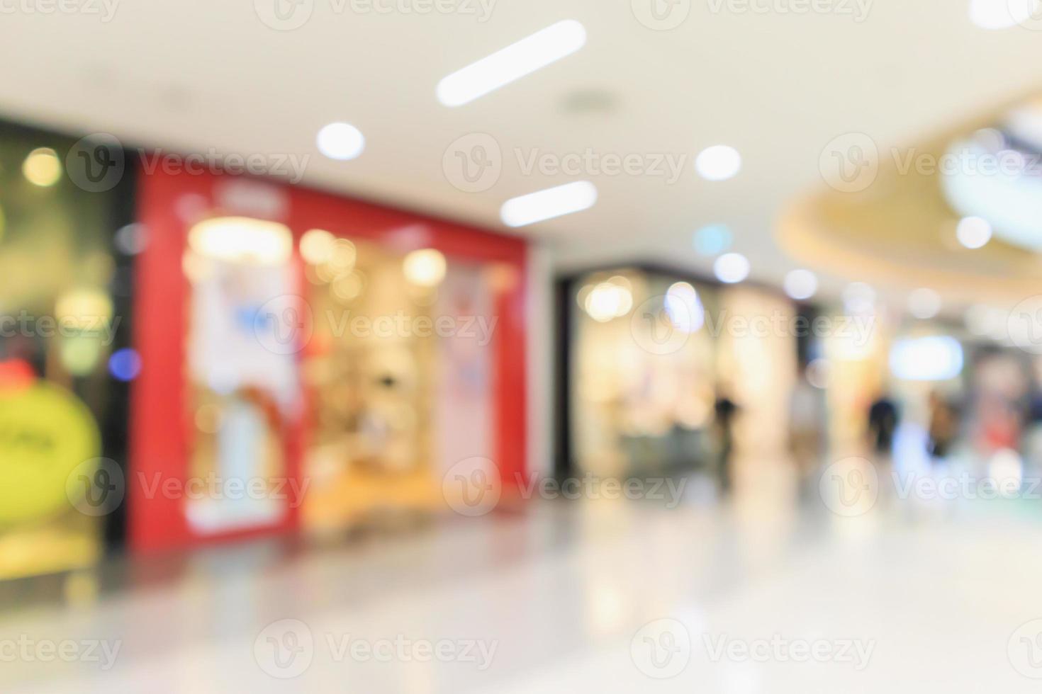 abstrakte Unschärfe modernes Einkaufszentrum Ladeninnenraum defokussierter Hintergrund foto