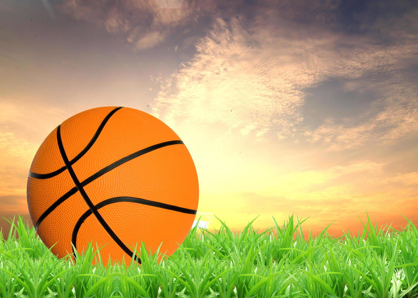 Basketballball auf dem Rasen foto