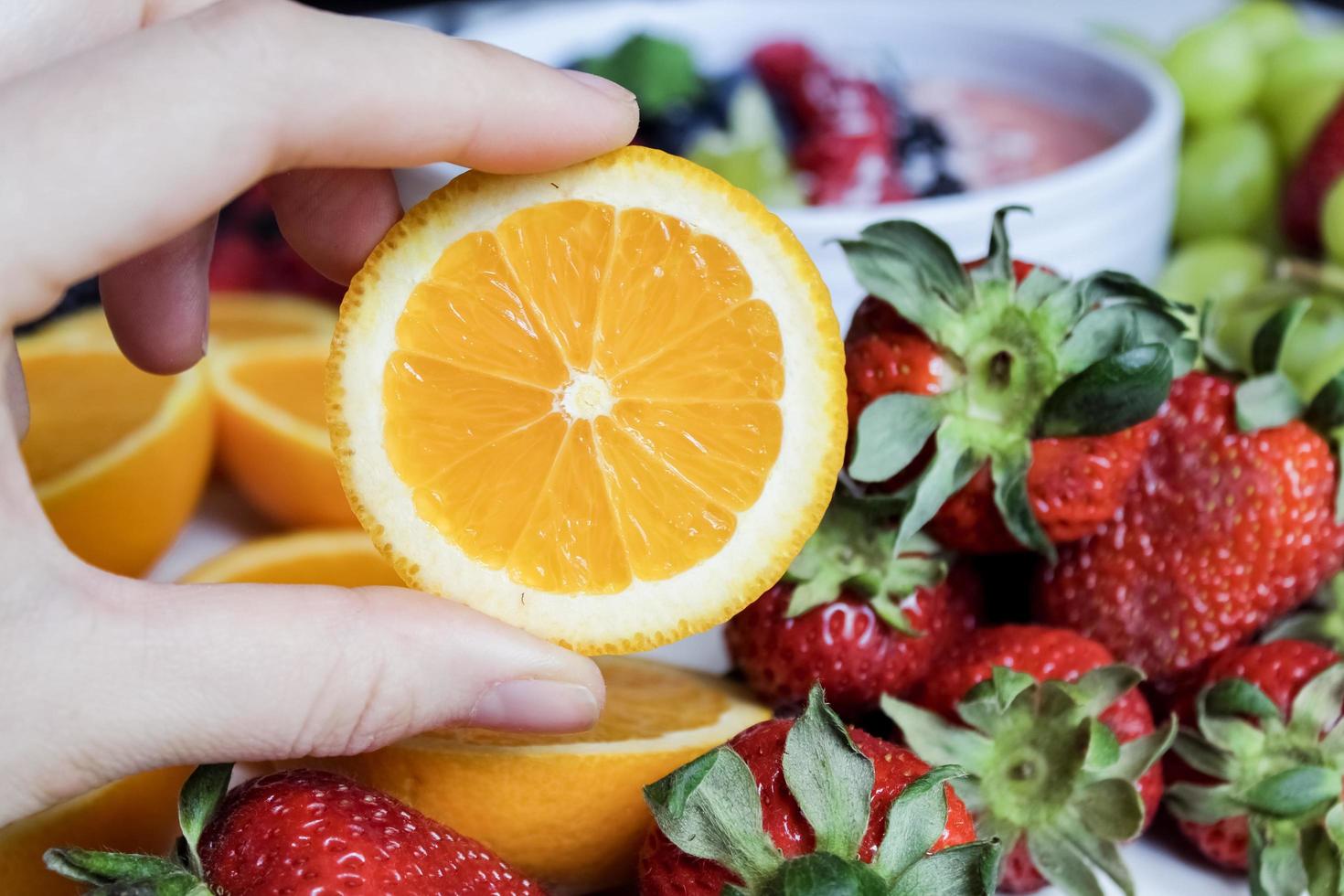 geschnittene Orangenfrucht foto