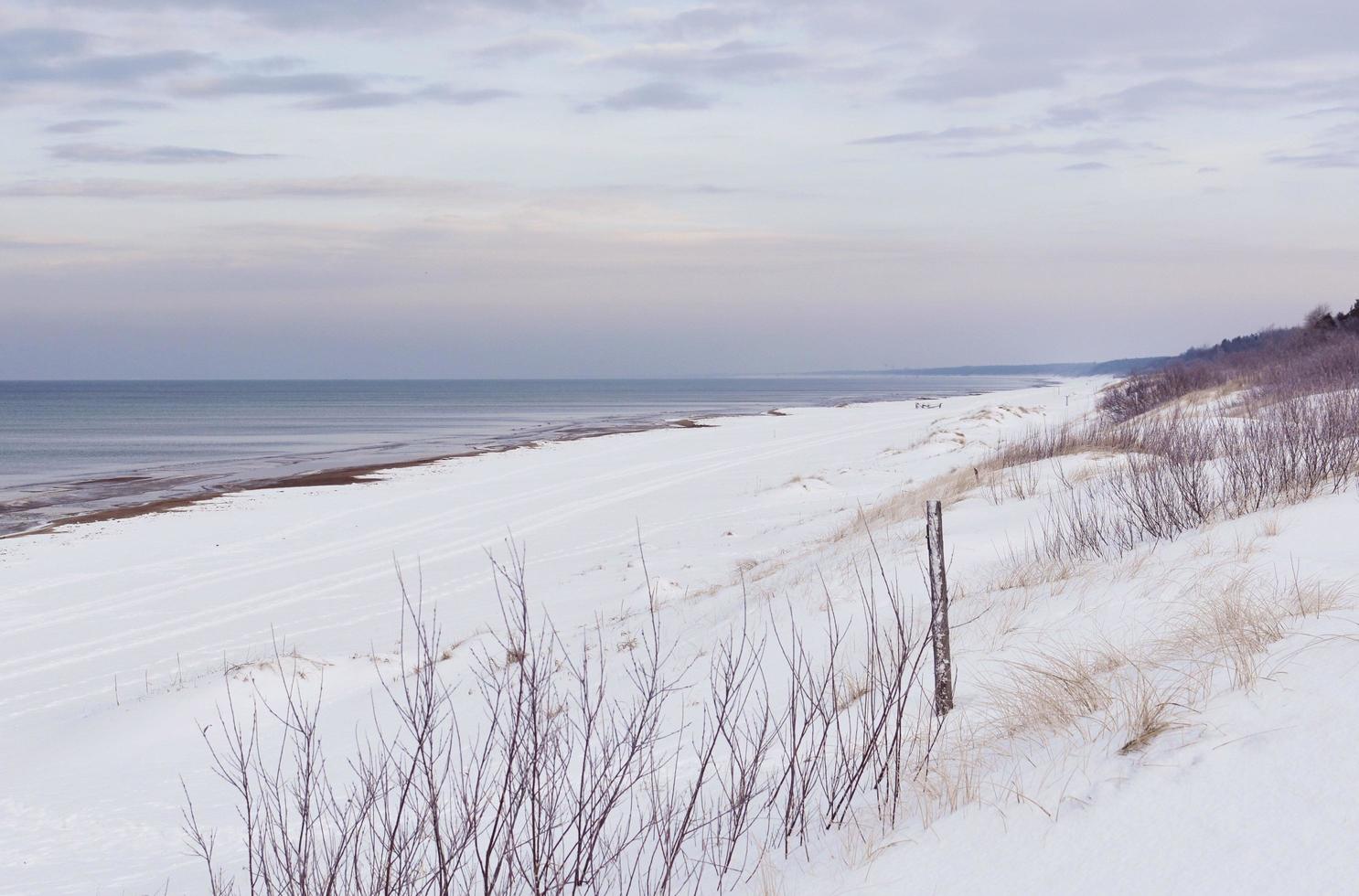 schneebedeckte Stranddünen foto