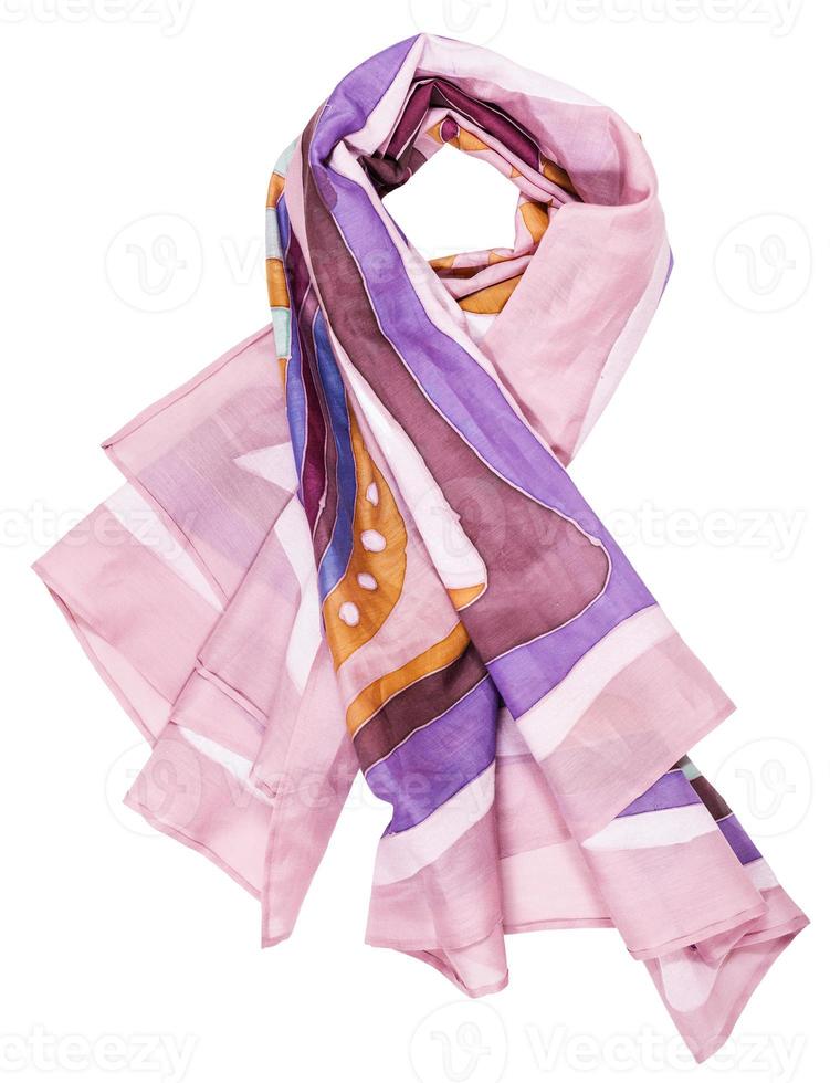 geknoteter Schal aus rosa bemaltem Seidenbatik foto