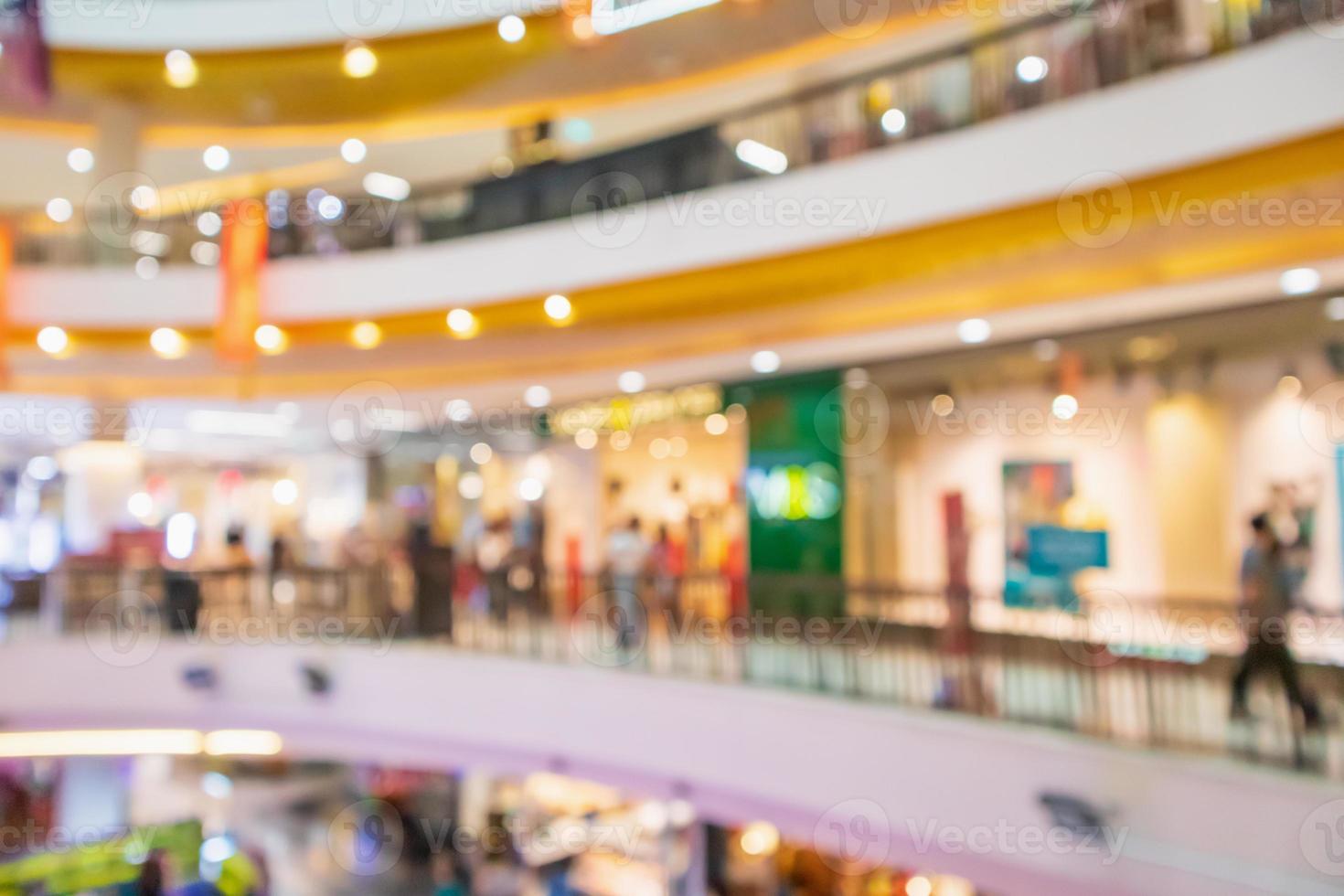 abstrakte Unschärfe modernes Einkaufszentrum Innenraum defokussierter Hintergrund foto