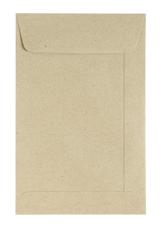 Brauner Umschlag isoliert auf weißem Hintergrund mit Beschneidungspfad foto