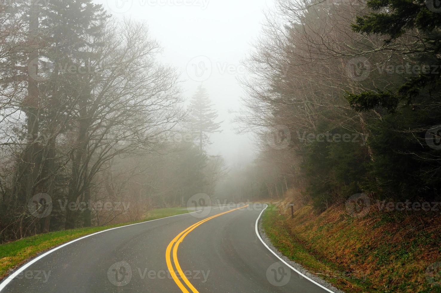 Bergstraße im Nebel foto