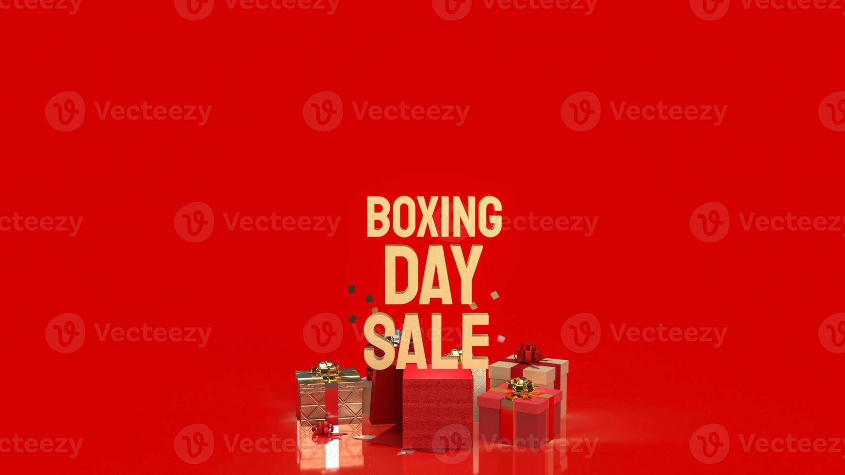 die geschenkbox und der goldtext-boxing-day-verkauf für geschäfts- oder werbekonzept 3d-rendering foto