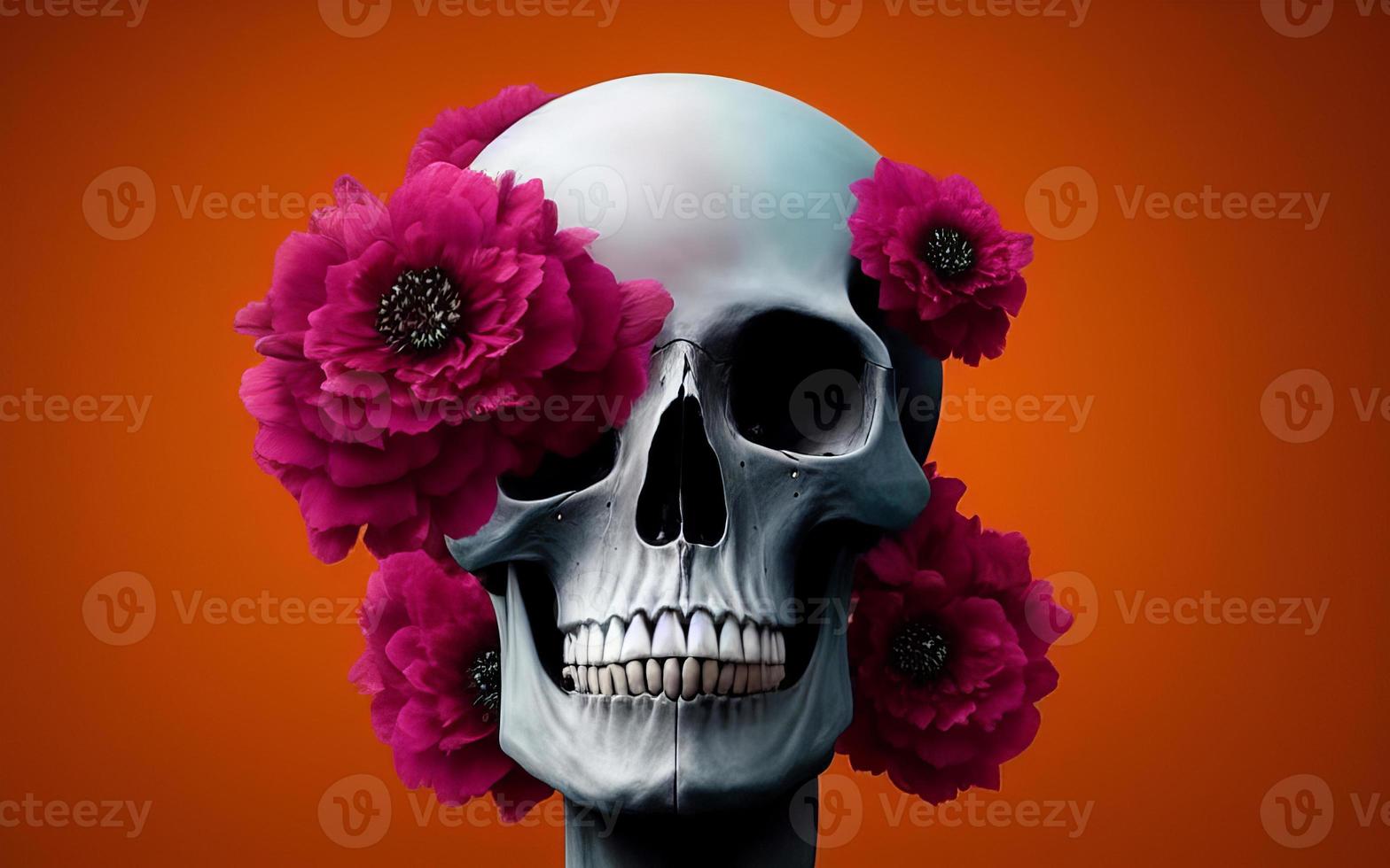 schädel mit blumen gruselig kreativ für dia de los muertos tag der toten halloween foto