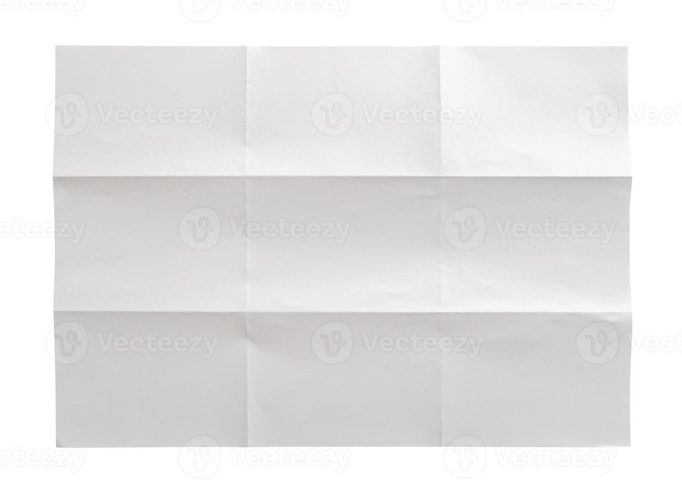weiße gefaltete und zerknitterte Papierbeschaffenheit lokalisiert auf weißem Hintergrund foto