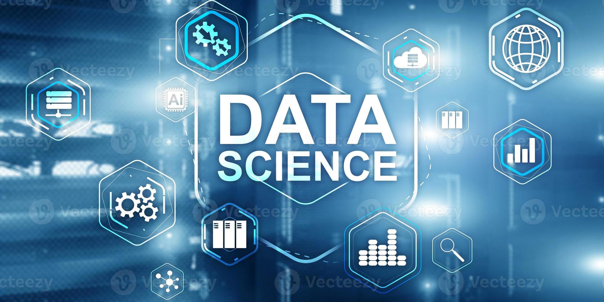 Big-Data-Wissenschaftsanalyse-Informationstechnologiekonzept. Hintergrund des Serverraums. foto