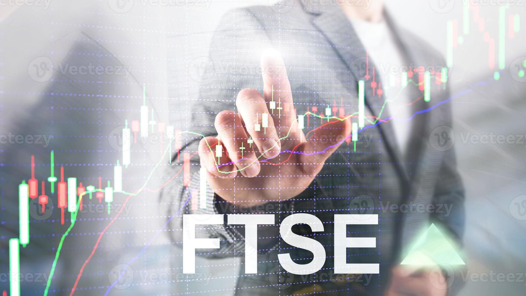 ftse 100 financial times börsenindex vereinigtes königreich uk england investitionshandelskonzept mit diagramm und grafiken. foto