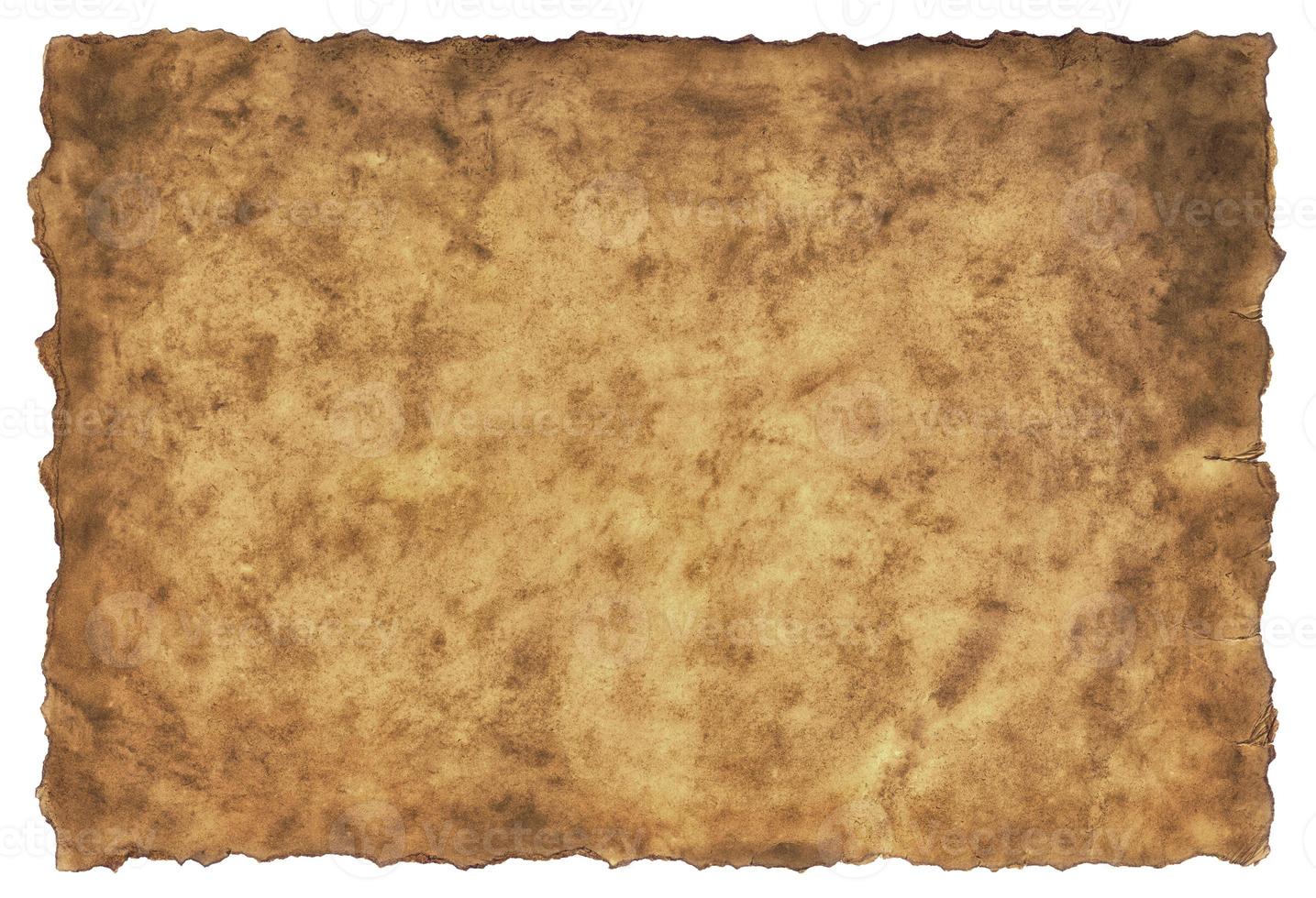 altes Pergamentpapierblatt Vintage gealtert oder Textur isoliert auf weißem Hintergrund foto