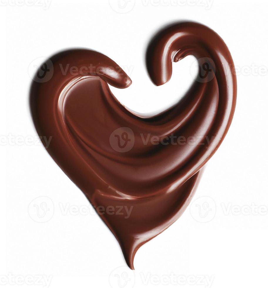 Schokoladenspritzer in Herzform. foto