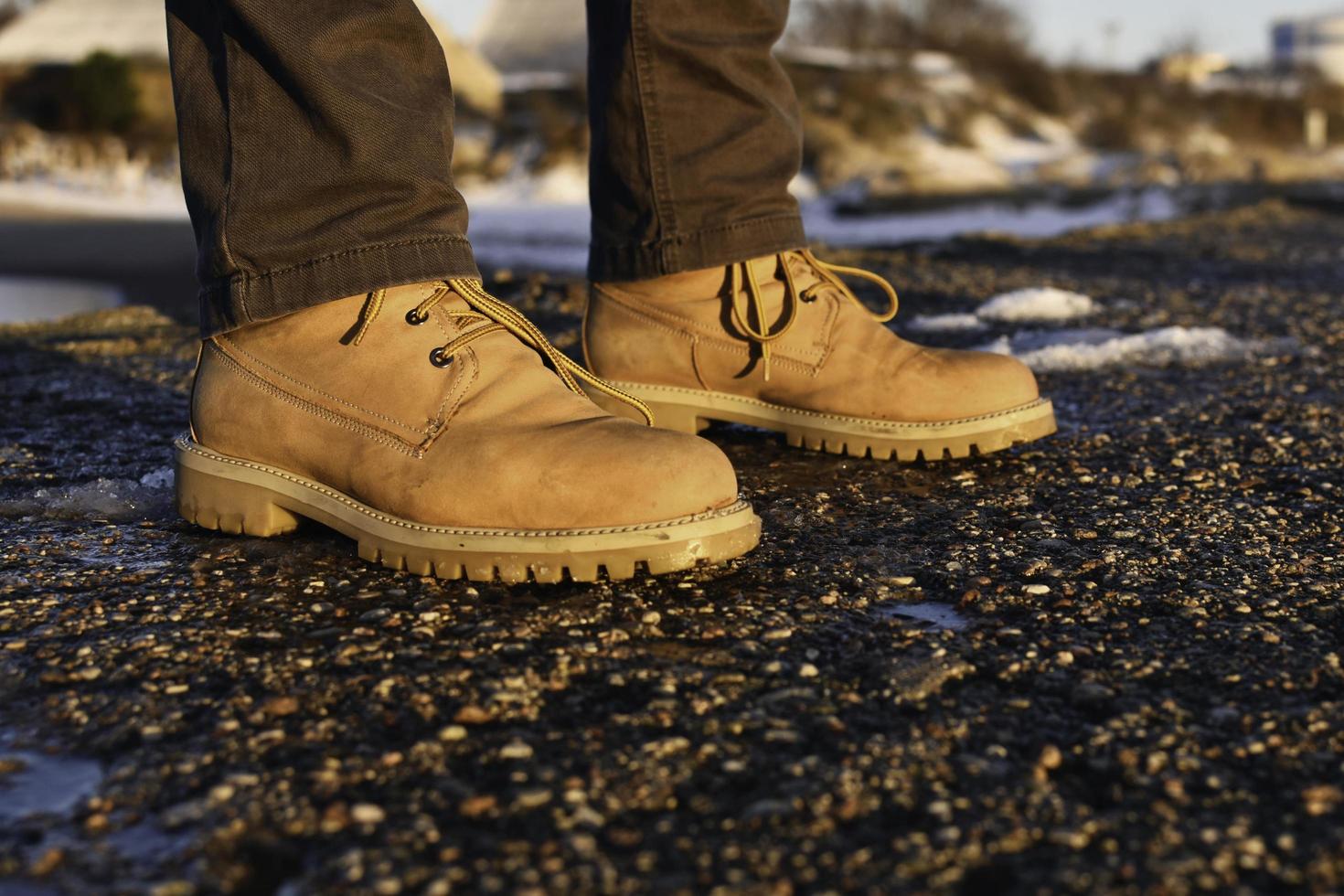 hellbraune Arbeitsstiefel foto