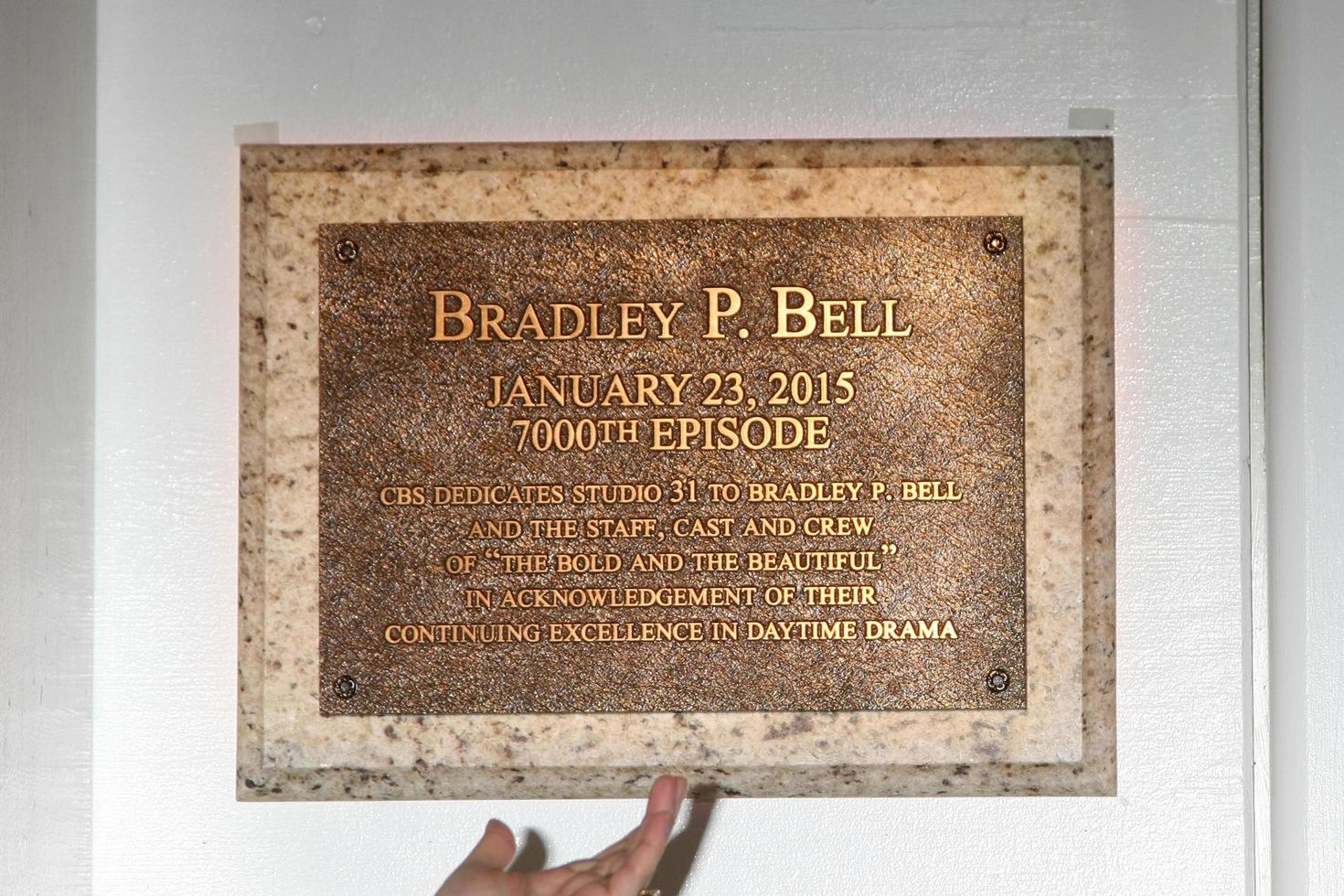 Los Angeles - 14. Januar - Bradley p. Glockenbühnenplakette, während das Bold and Beautiful am 14. Januar 2015 in einer CBS-Fernsehstadt in Los Angeles, ca., die 7000. Show feiert foto