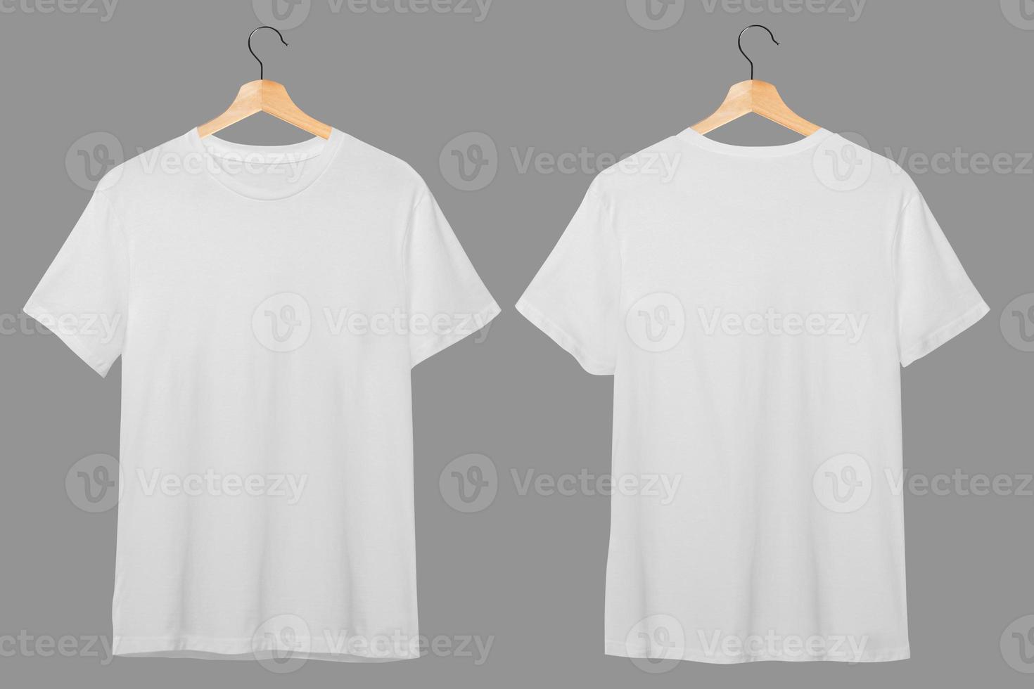 Vorder- und Rückseite weißes T-Shirt mit Behang foto