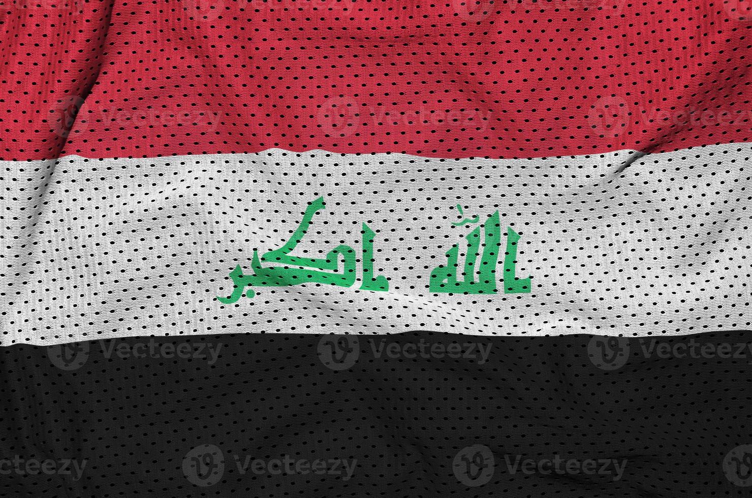 Irak-Flagge gedruckt auf einem Polyester-Nylon-Sportswear-Mesh-Gewebe mit Wi foto