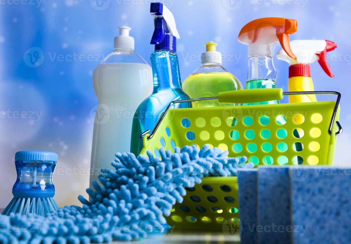 Reinigungsmittel, Hausarbeit buntes Thema foto