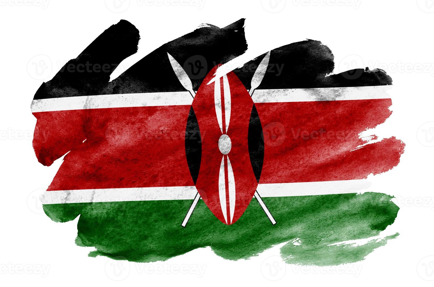 die kenia-flagge ist in flüssigem aquarellstil isoliert auf weißem hintergrund dargestellt foto