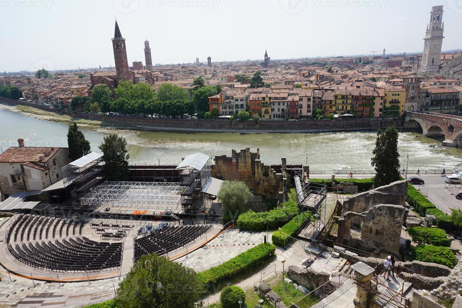 Römisches Amphitheater in Verona aufgenommen foto