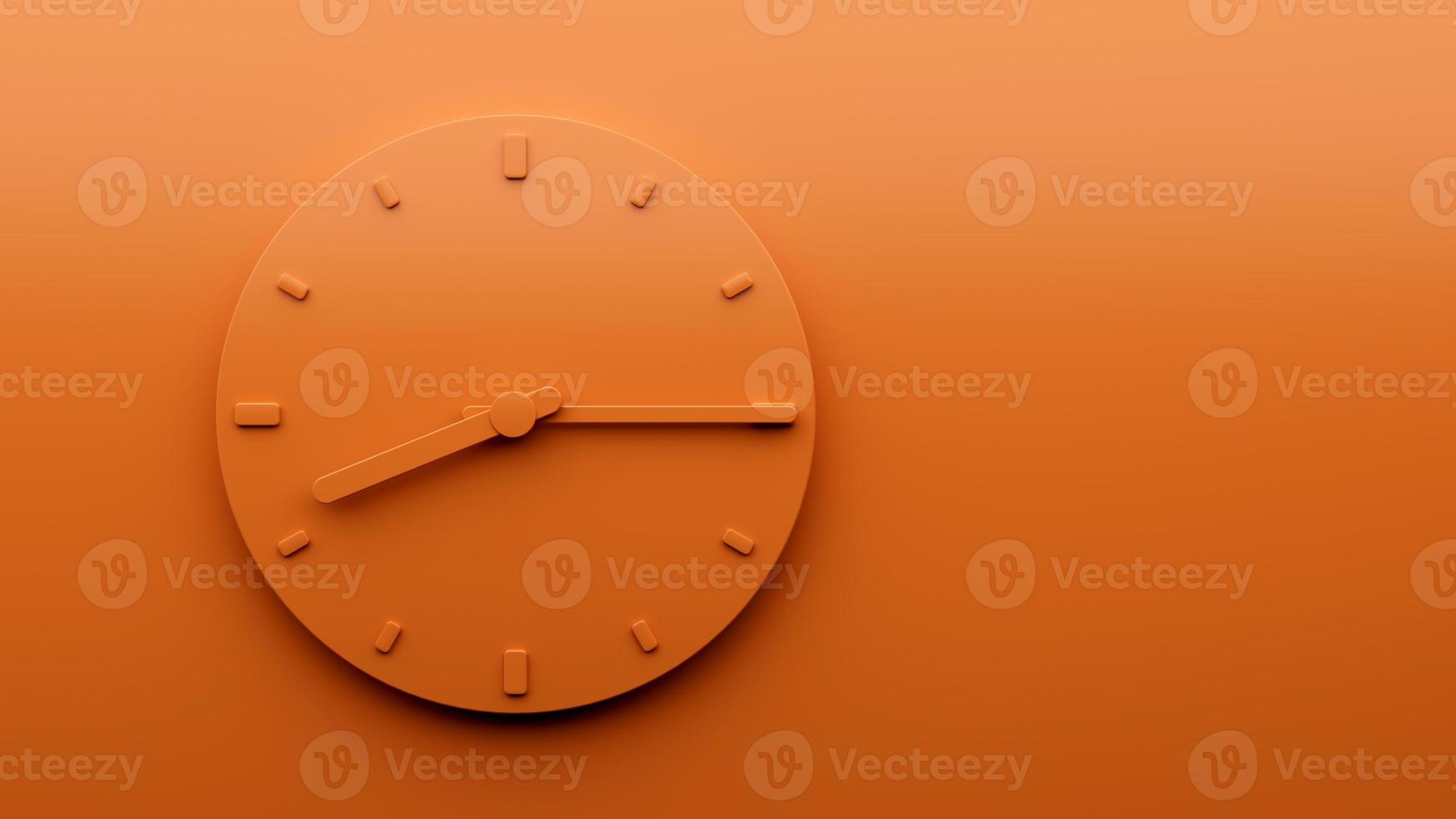 minimale orange uhr 8 15 viertel nach acht uhr abstrakte minimalistische wanduhr neun fünfzehn 3d illustration foto