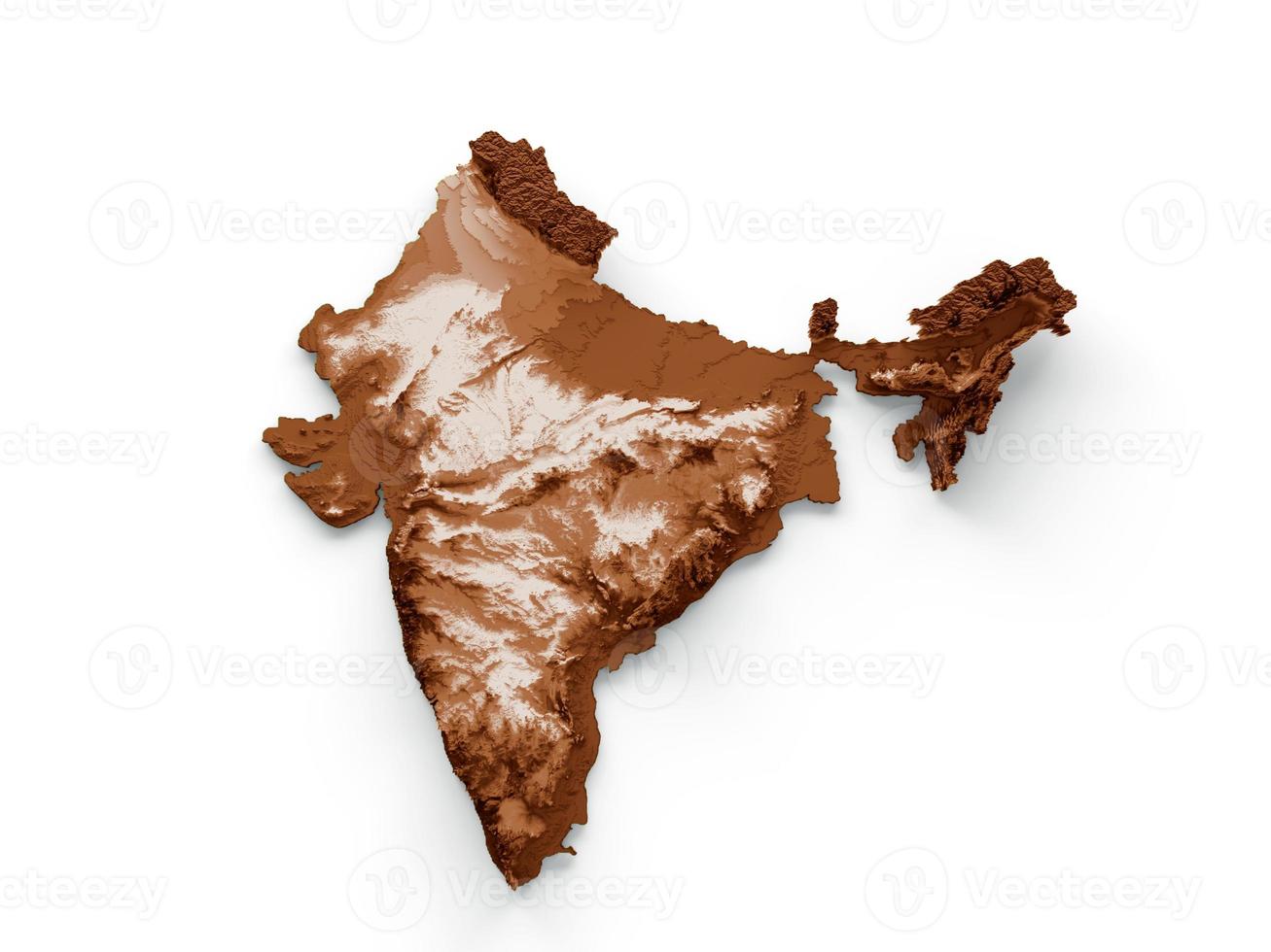 Karte von Indien im alten Stil, braune Grafiken im Retro-Stil Vintage-Stil. hochdetaillierte 3D-Darstellung foto