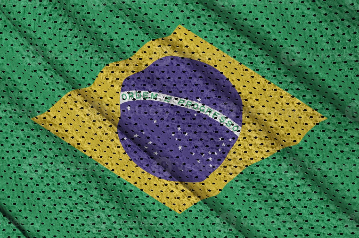 Brasilien-Flagge gedruckt auf einem Polyester-Nylon-Sportswear-Mesh-Gewebe foto