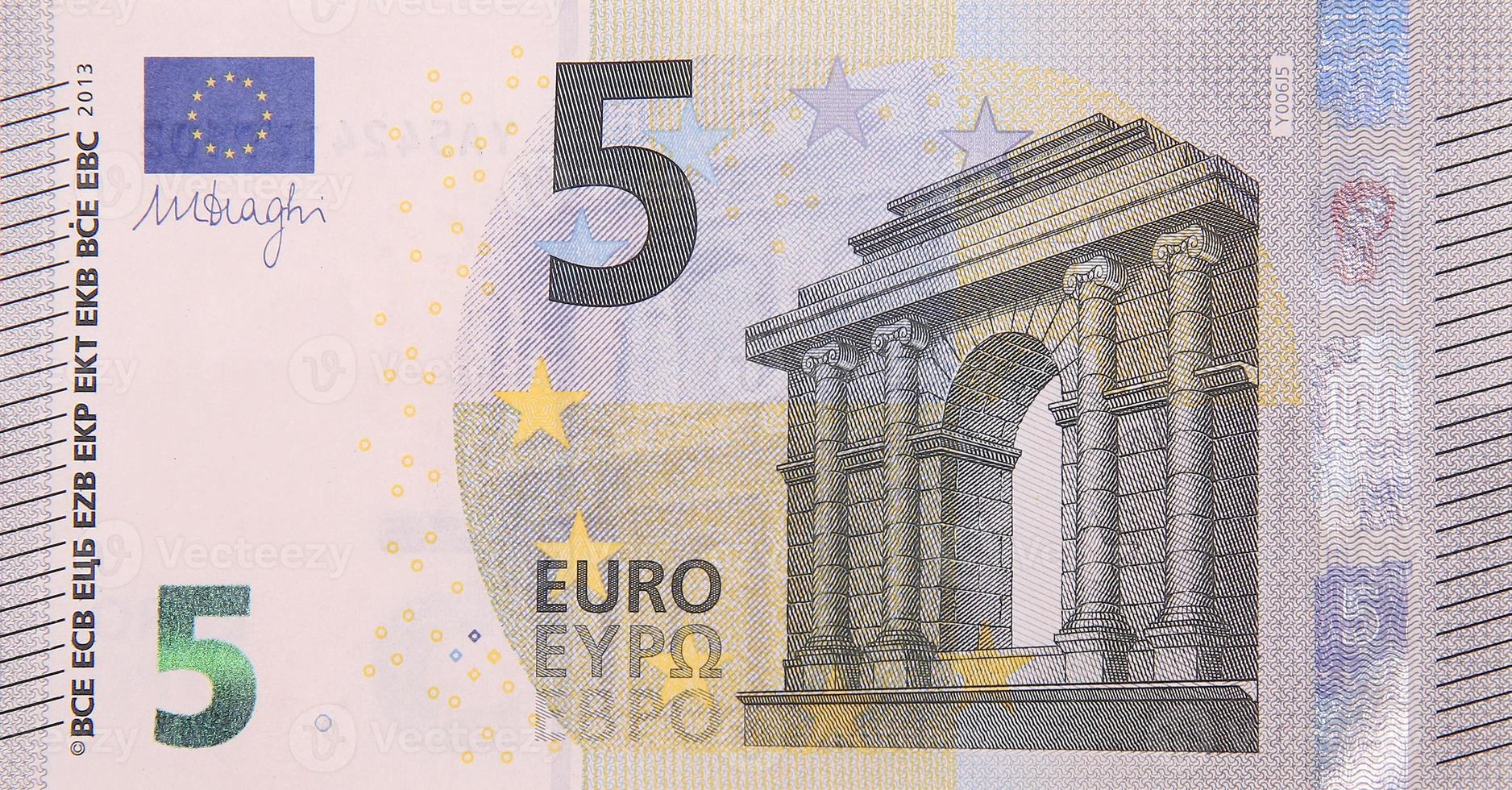 Fünf-Euro-Banknote Finanzwährung Nahaufnahme Detail Geldfragment foto