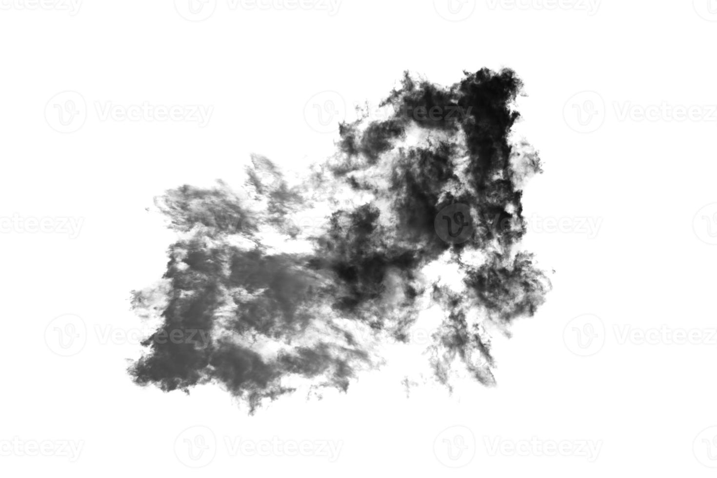 Wolke isoliert auf weißem Hintergrund, Rauch texturiert, abstrakt schwarz foto
