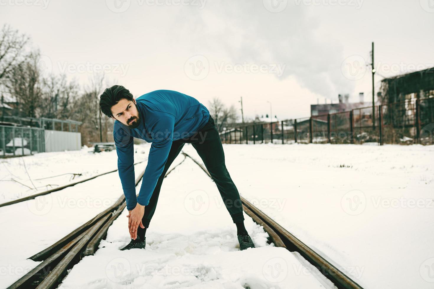 Winter-Stretching-Ansicht foto