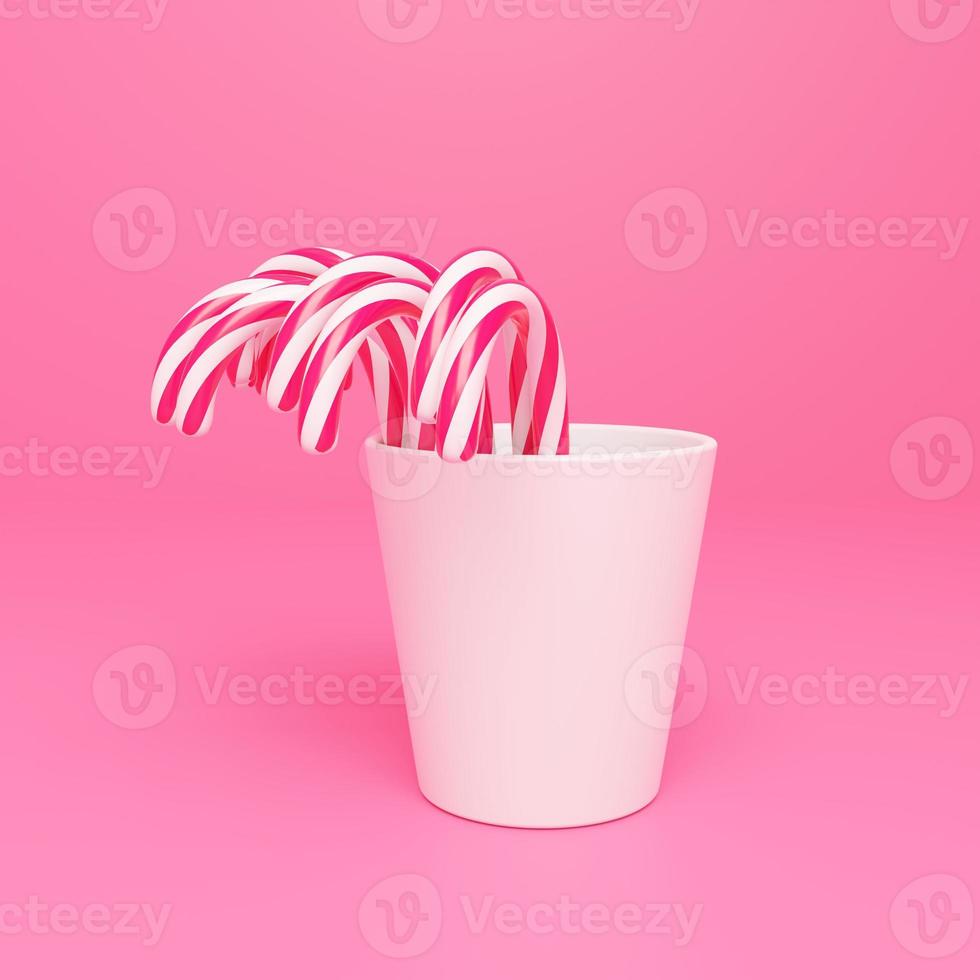 3D-Rendering Zuckerstange auf rosa Hintergrund foto