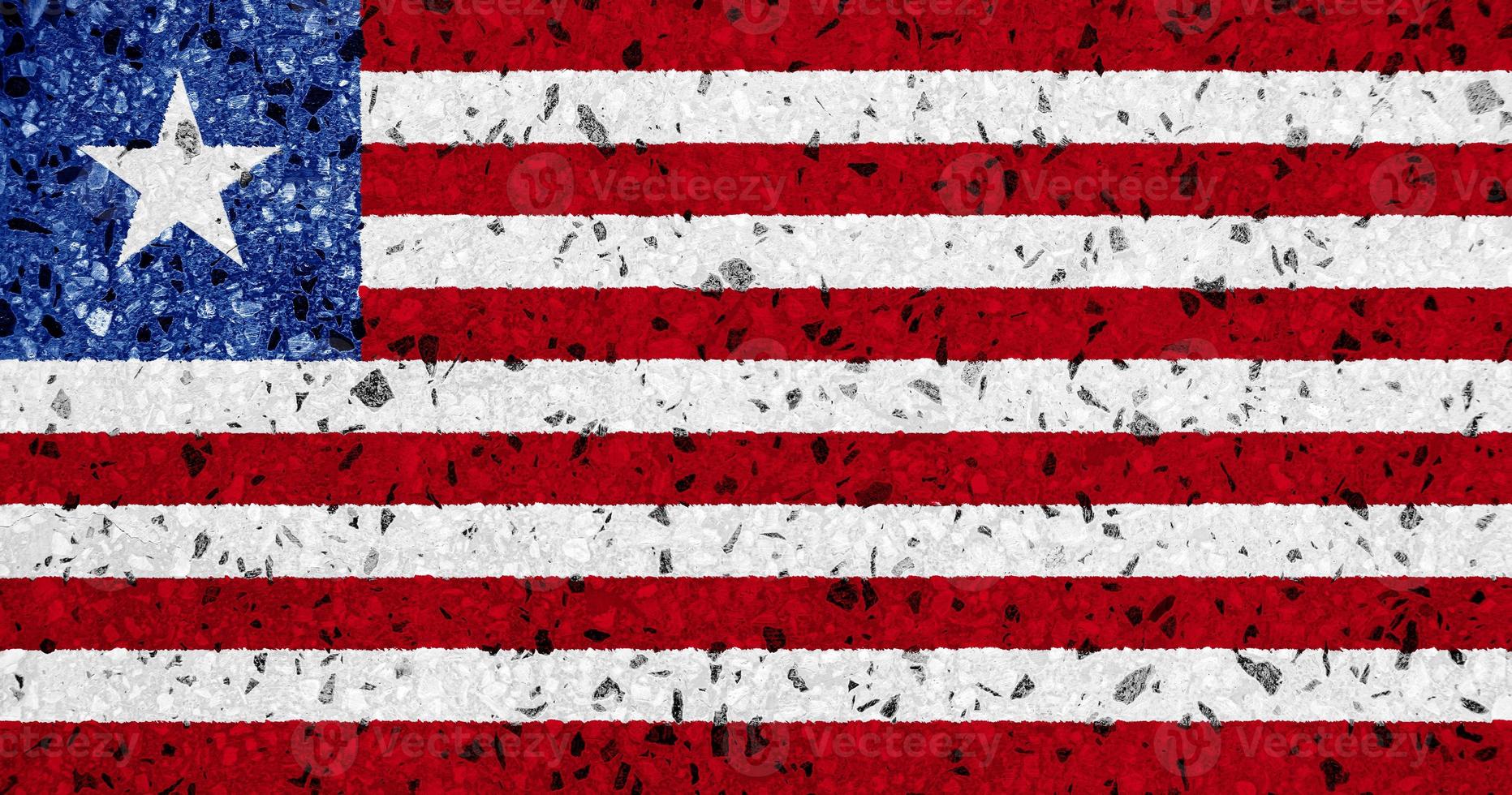 Flagge von Liberia auf einem strukturierten Hintergrund. Konzept-Collage. foto