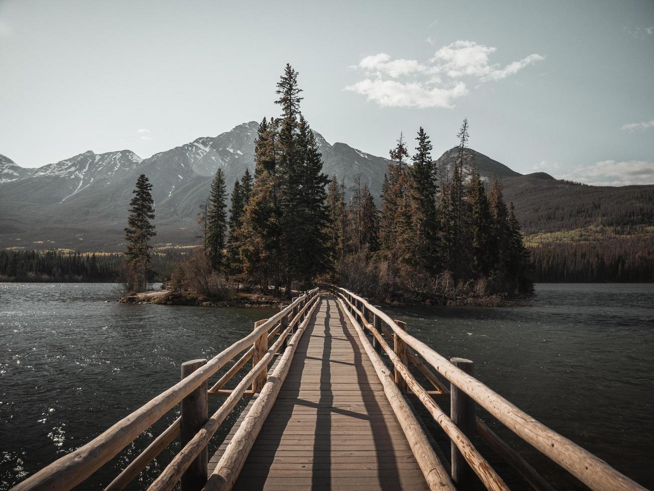 Holzbrücke zu einer Insel foto