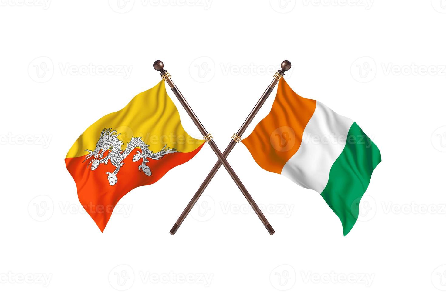 bhutan versus cote d'ivoire zwei länderflaggen foto
