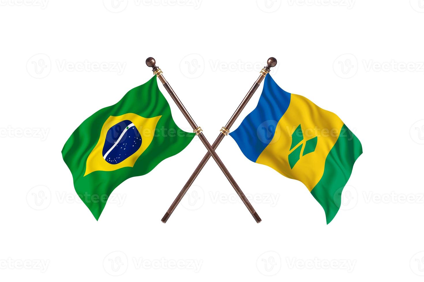 brasilien gegen saint vincent und zwei landesflaggen der grenadinen foto