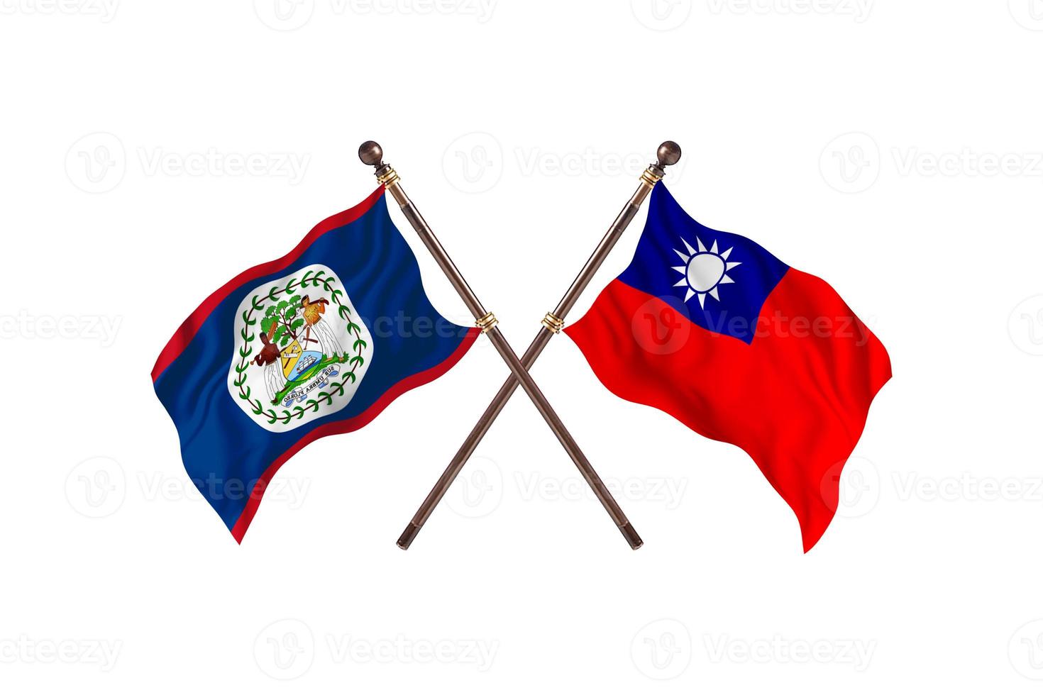 belize versus taiwan zwei länderflaggen foto