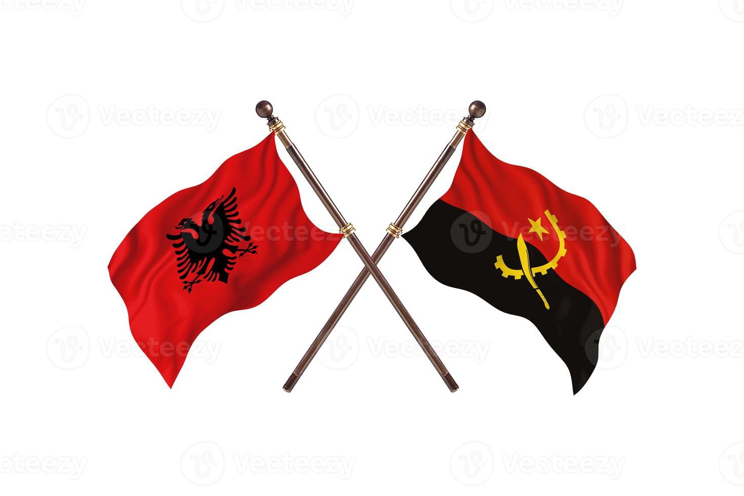 Albanien gegen Angola zwei Landesflaggen foto