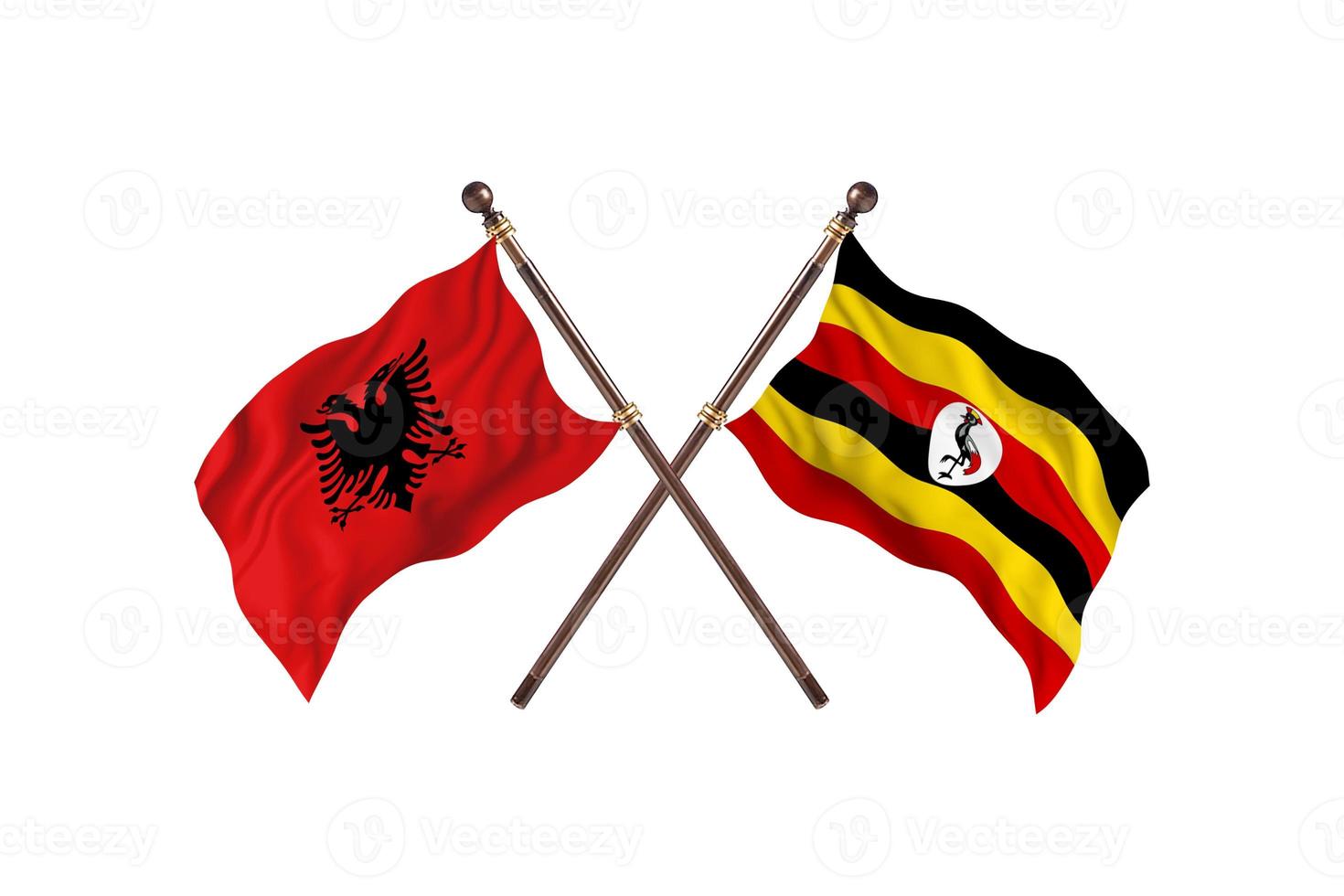 albanien gegen uganda zwei landesflaggen foto