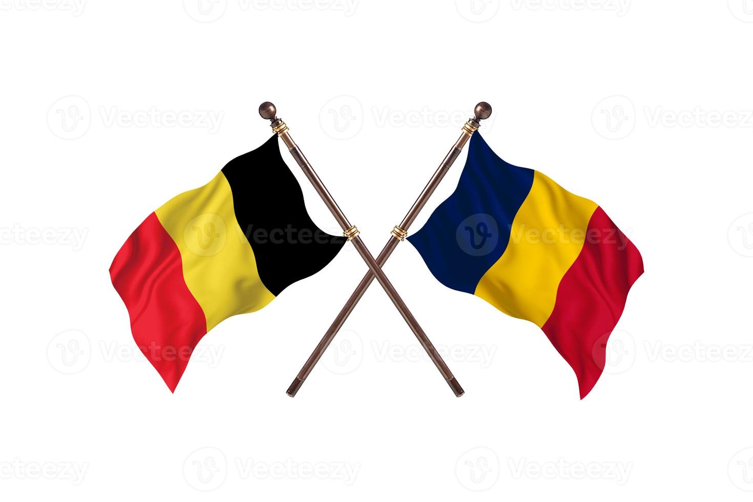 belgien gegen tschad zwei länderflaggen foto