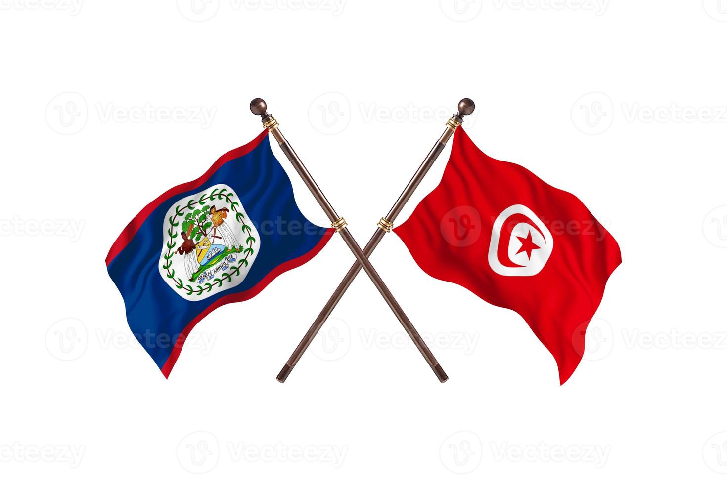 belize versus tunesien zwei länderflaggen foto