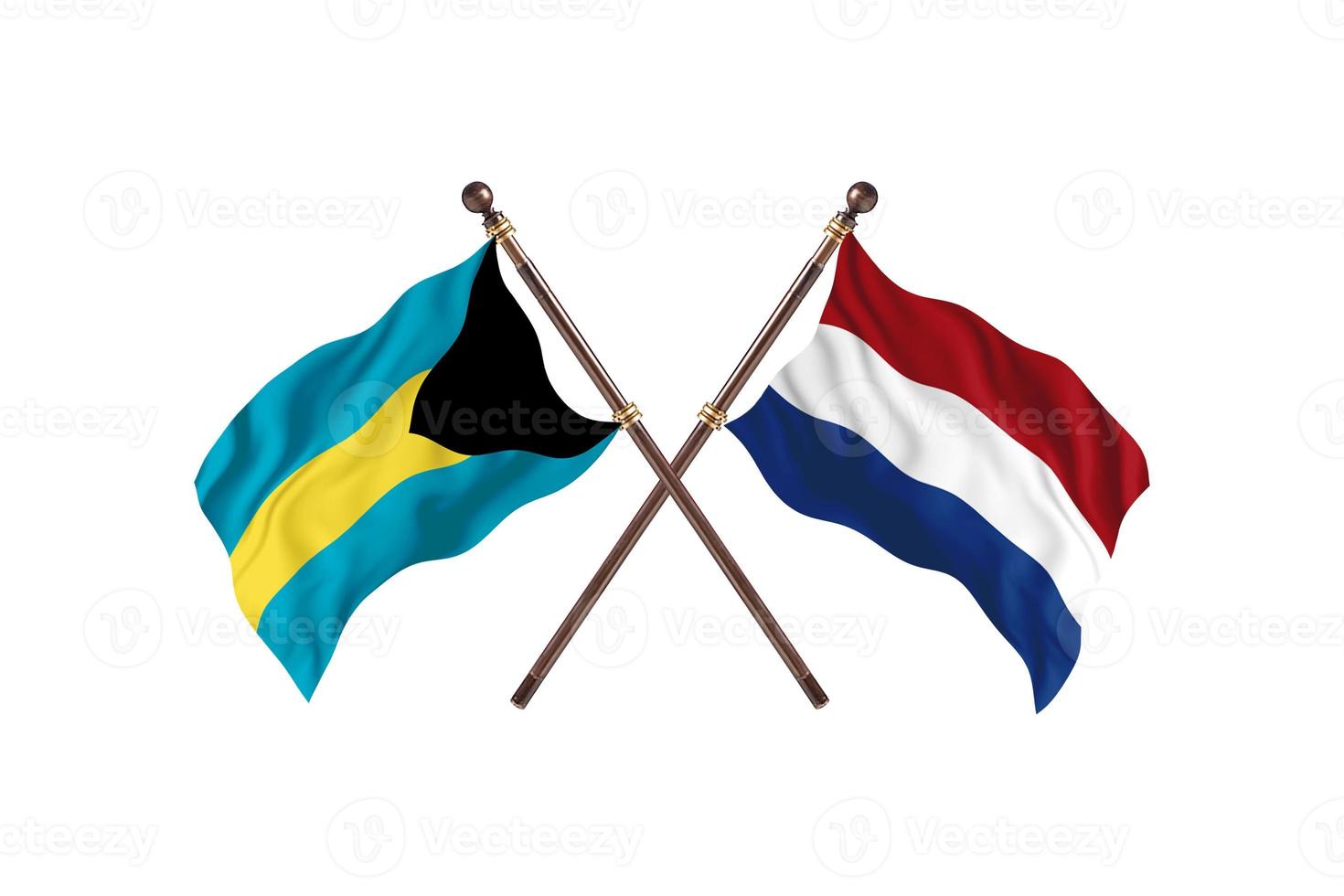 bahamas gegen niederlande zwei landesflaggen foto