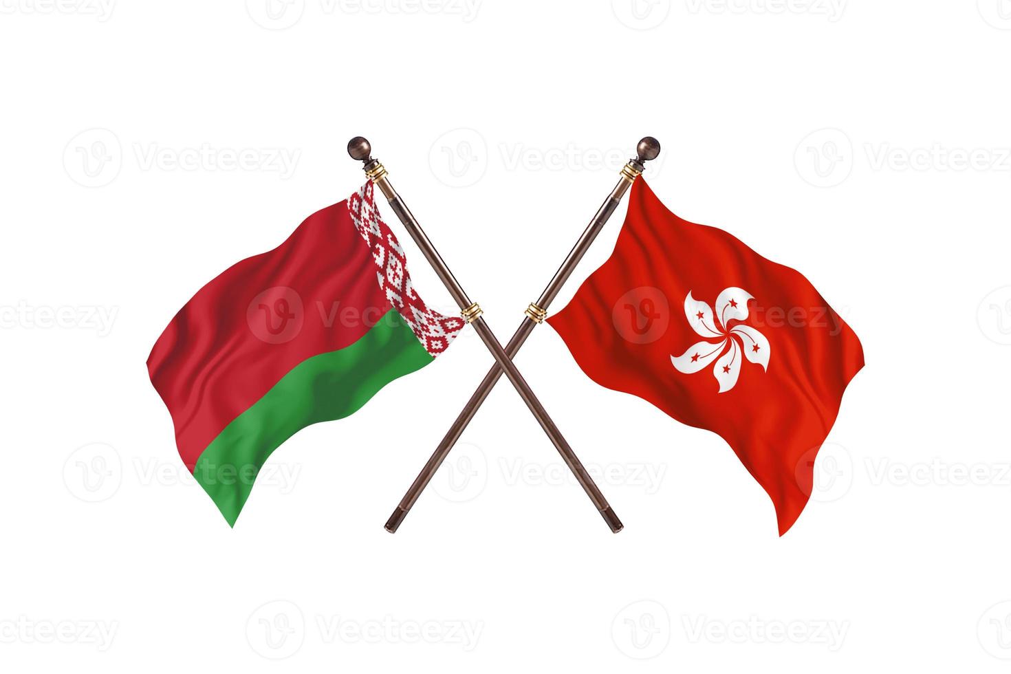 weißrussland gegen hongkong zwei länderflaggen foto