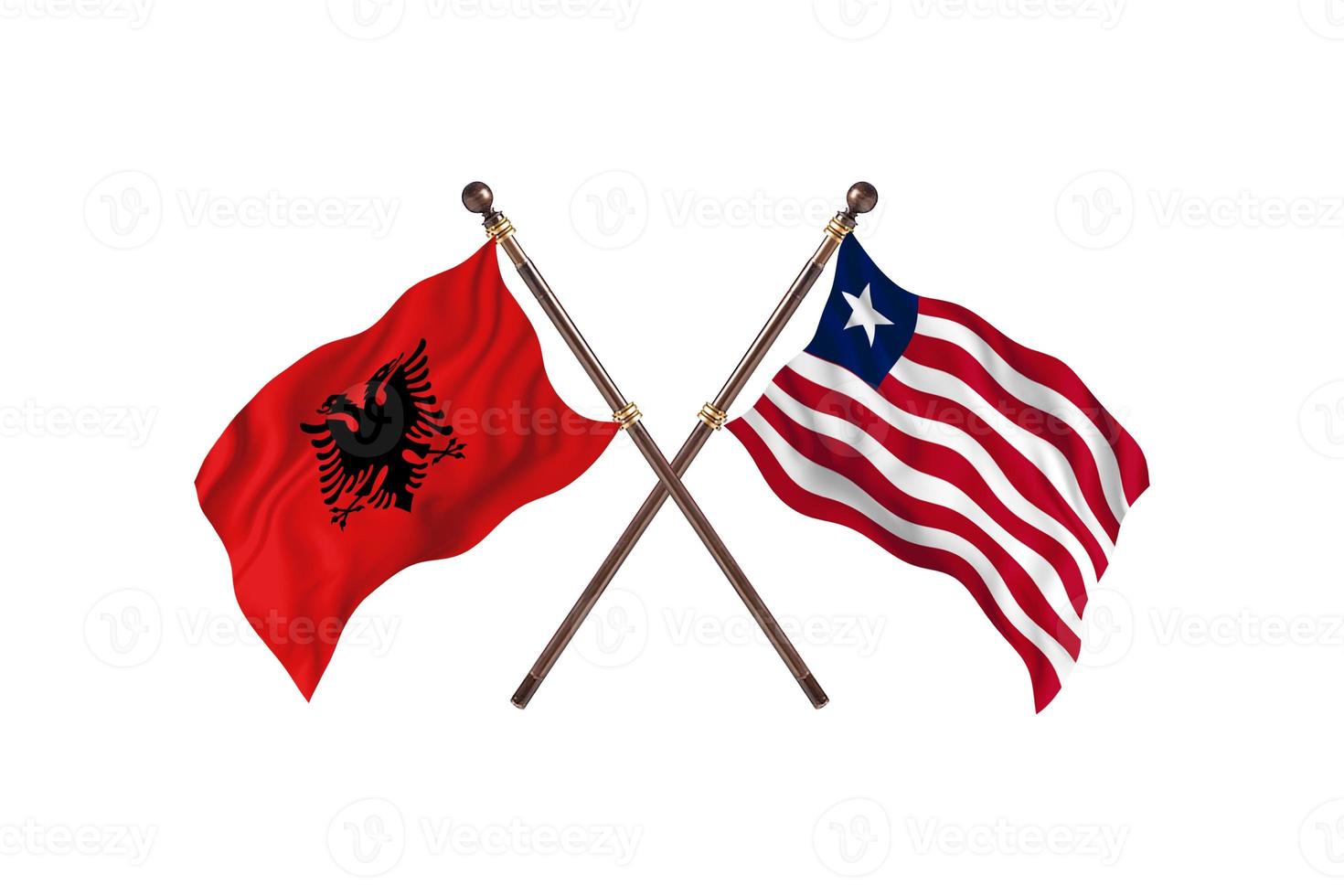 albanien gegen liberia zwei länderflaggen foto