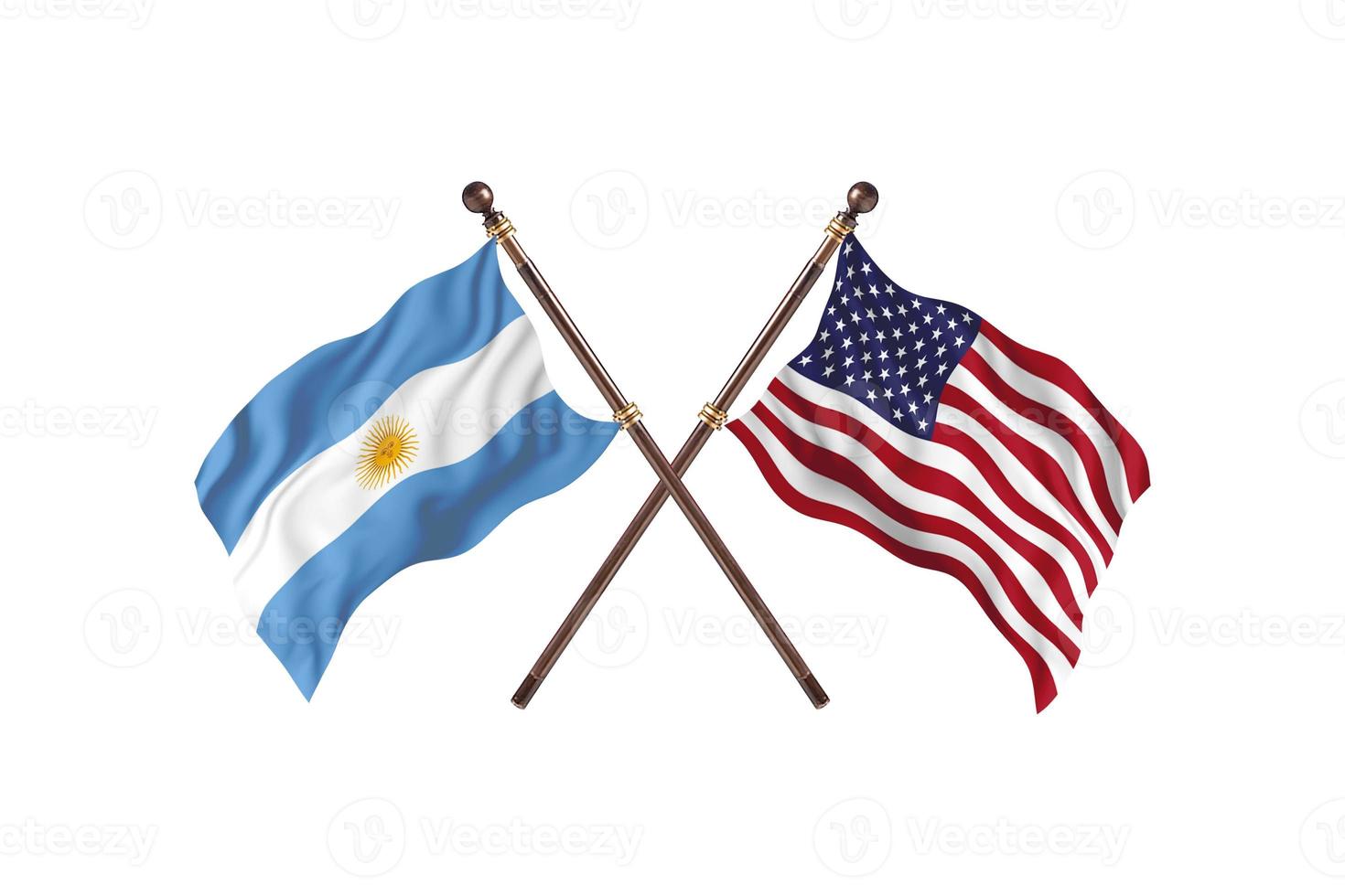 argentinien gegen vereinigte staaten von amerika zwei länderflaggen foto