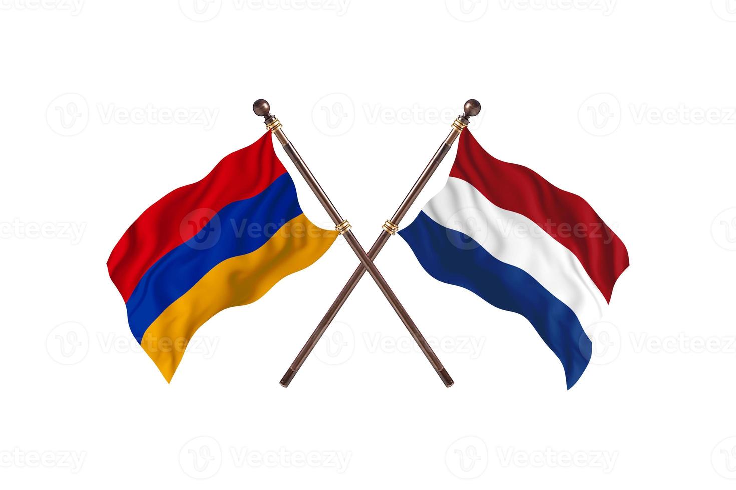 Armenien gegen die Niederlande zwei Landesflaggen foto