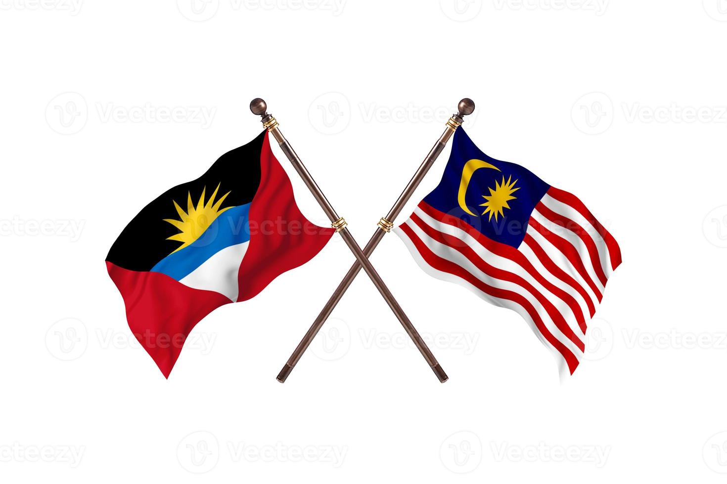 antigua und barbuda gegen malaysia zwei länderflaggen foto