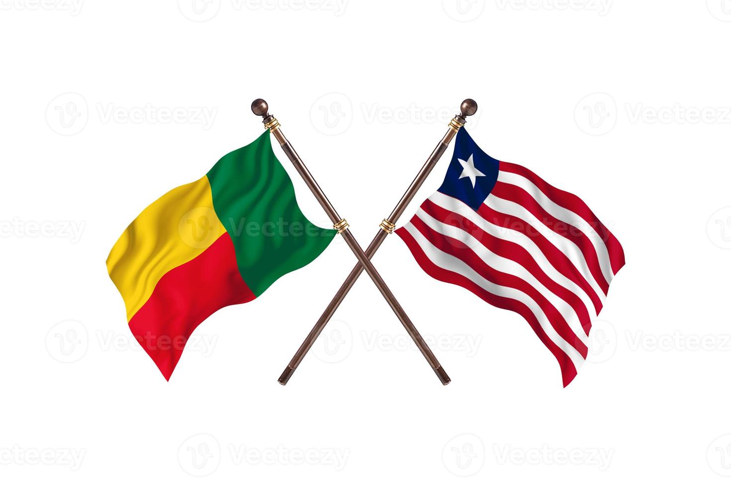 benin gegen liberia zwei länderflaggen foto