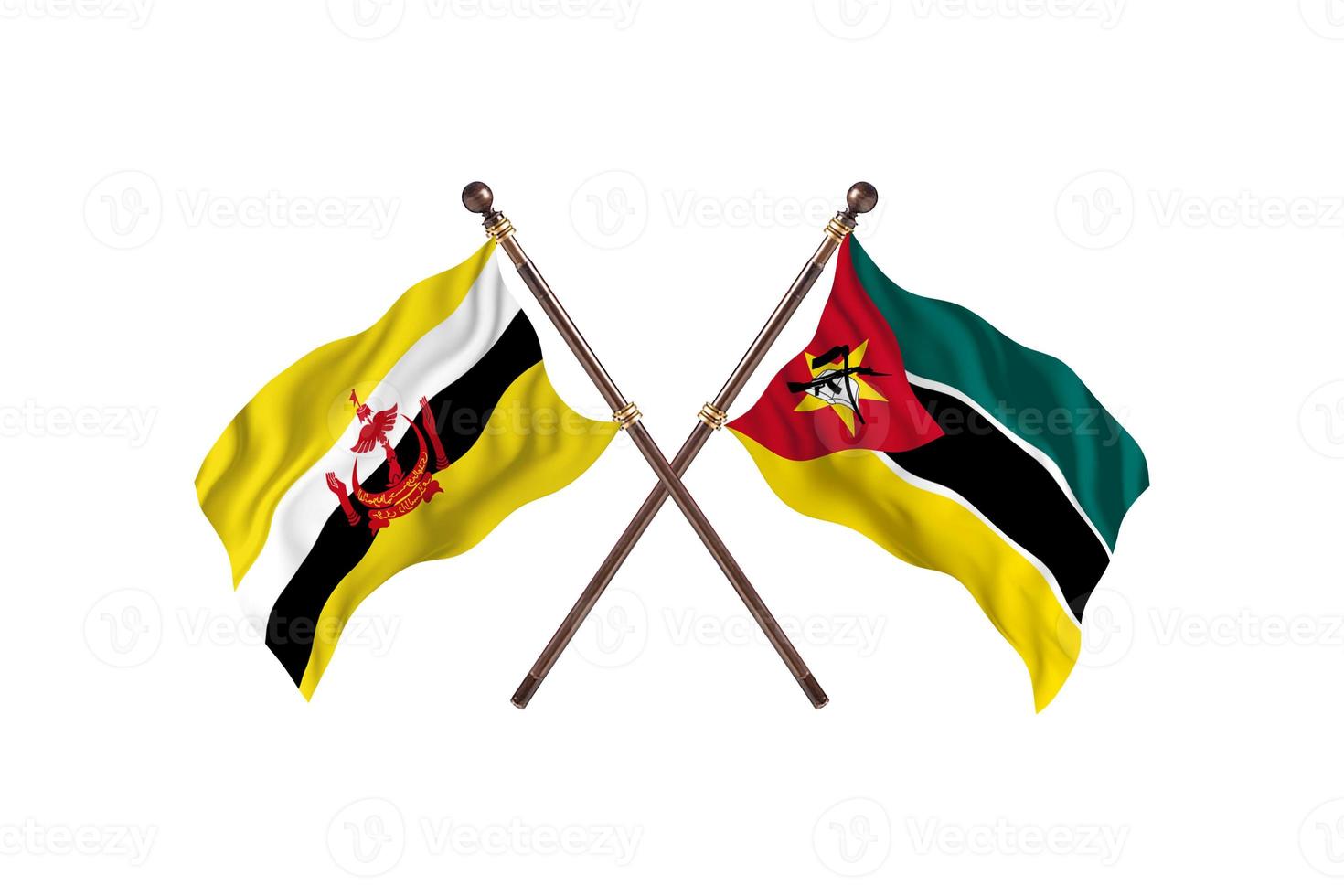 brunei gegen mosambik zwei länderflaggen foto
