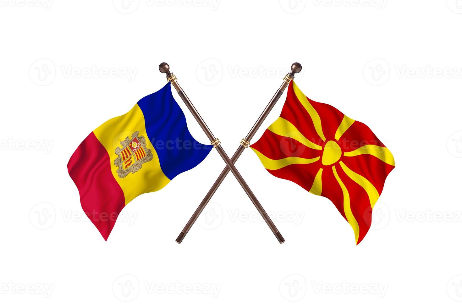 andorra gegen mazedonien zwei länderflaggen foto