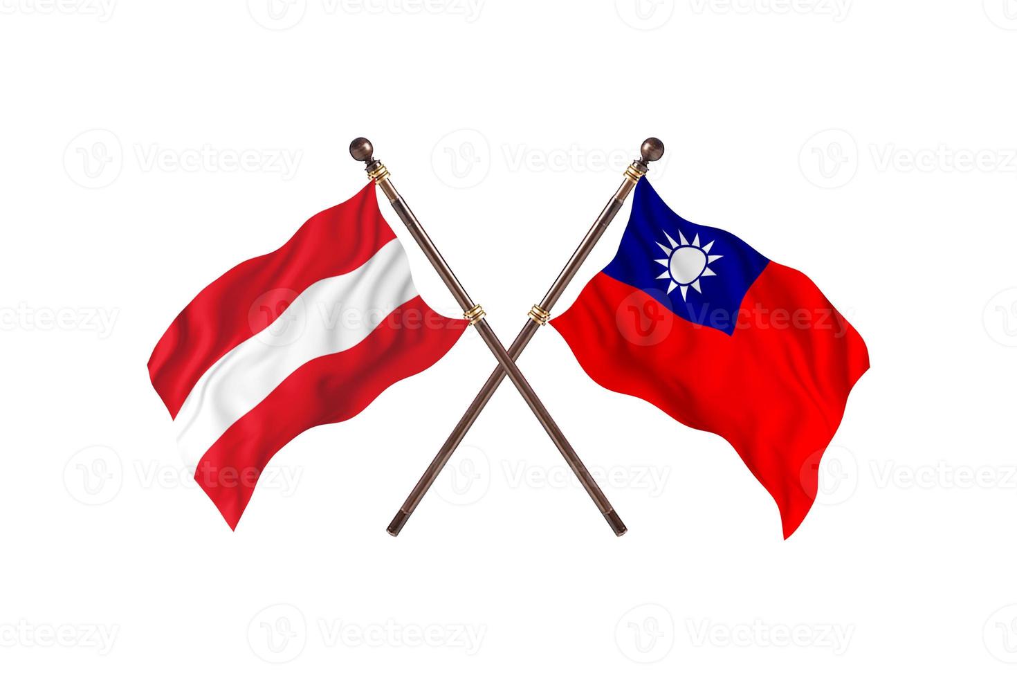 österreich gegen taiwan zwei länderflaggen foto